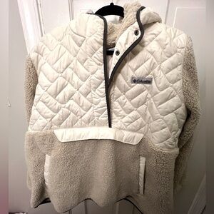 Worn Once! Columbia quarter button up fleece jacket - size 3x - hood and pockets